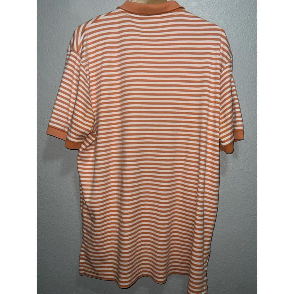 Polo Ralph Lauren Shirt Mens Medium Orange Striped Colorful Small Pony‎